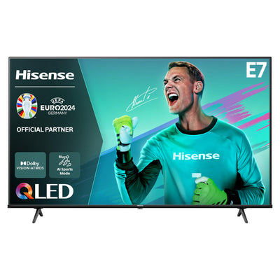 Hisense 55E7NQ 139 cm (55 Zoll) Fernseher, 4K UHD, QLED, HDR10, HDR10+ decoding, HLG, Dolby Vision Atmos, 60Hz Panel, Smooth Motion, Bluetooth, Alexa Built-in, VIDAA Voice, Schwarz [2024]