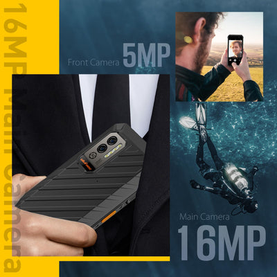 Ulefone Power Armor X11 Outdoor Smartphone Android 13, Bis zu 8GB + 32GB/SD-256GB 8150mAh Akku, IP68/IP69K Outdoor Handy Ohne Vertrag, 16MP Kamera, 5GHz Wi-Fi/NFC/OTG/GPS Dual SIM 2 Jahre Garantie