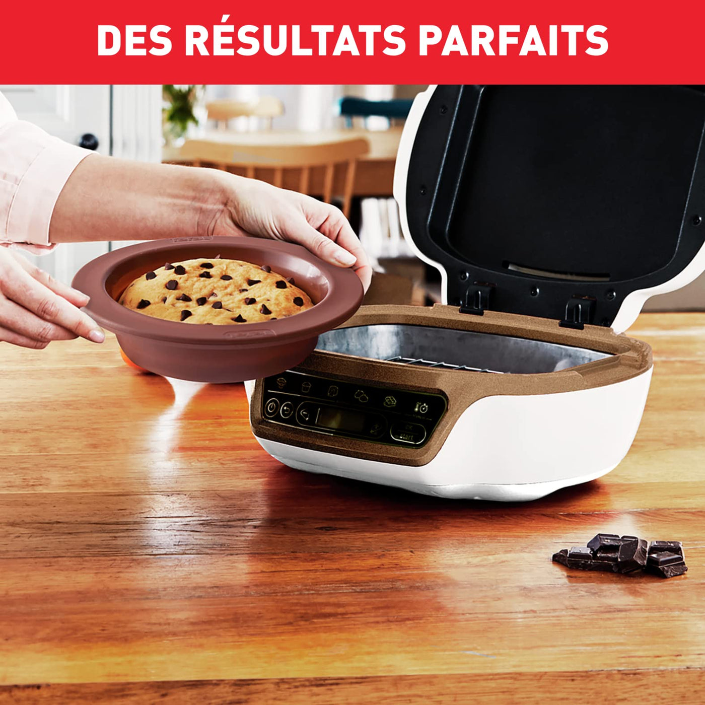 Tefal Kuchenmaschine, 5 automatische Programme zur Einstellung, 1 manueller Modus, 3 flexible Formen, 1 große Backform aus beschichtetem Stahl, kompatibel mit Crispybake, Cake Factory + KD802112