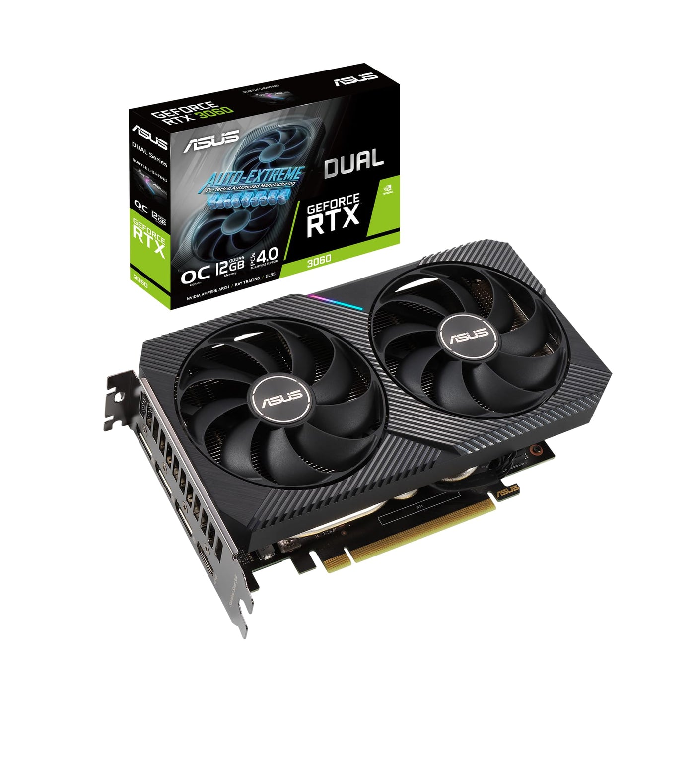 ASUS GeForce Dual RTX 3060 12GB V2 OC Edition Gaming Grafikkarte (GDDR6 Speicher, PCIe 4.0, 1x HDMI 2.1, 3x DisplayPort 1.4a, DUAL-RTX3060-O12G-V2)