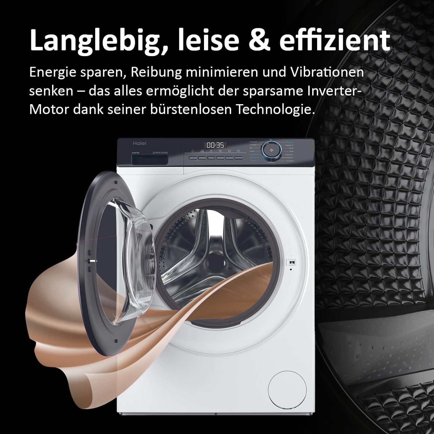 Haier I-PRO SERIE 3 HW101-NBP14939 I Frontlader Waschmaschine 10kg I Washing Machine mit A-Effizienz, 1.400 U/Min. & sparsamem Inverter-Motor I Mit Dampfprogrammen, Mengenautomatik & Refresh-Programm