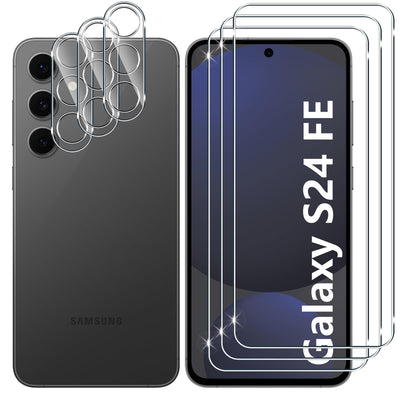 Lutree für Samsung Galaxy S24 FE 5G für Panzerglas Schutzfolie, 3+3 Stück Schutzglas + Kameraschutz Panzerfolie, 9H Härte HD Displayschutz Bläschenfrei Anti- Kratzer Displayfolie