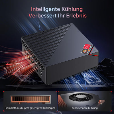 ACEMAGICIAN AM06 Pro Mini PC, AMD Ryzen 7 5825U (8C/16T, bis zu 4.5Ghz),32GB DDR4 512GB M.2 SSD Mini Computer mit W11 PRO | 4K Triple Display | Typ-C | Dual Ethernet | WiFi 6 | BT 5.2