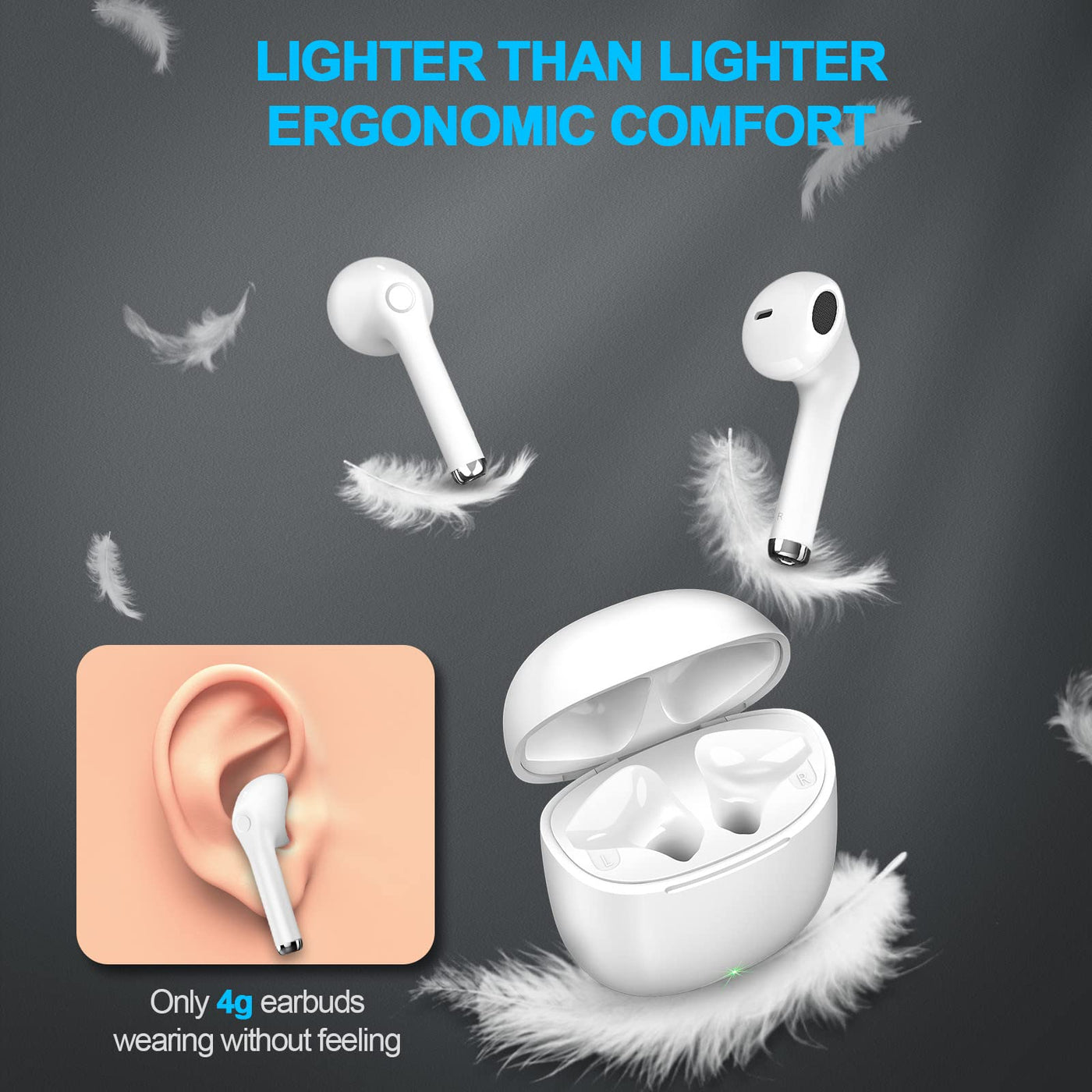 yobola Bluetooth Kopfhörer In Ear, Kopfhörer Kabellos Bluetooth 5.1 HiFi Stereoklang, IPX5 Wasserdicht Kabellose Kopfhörer Touch Control, Wireless Kopfhörer, Eingebautes Mikrofon, für Smartphone