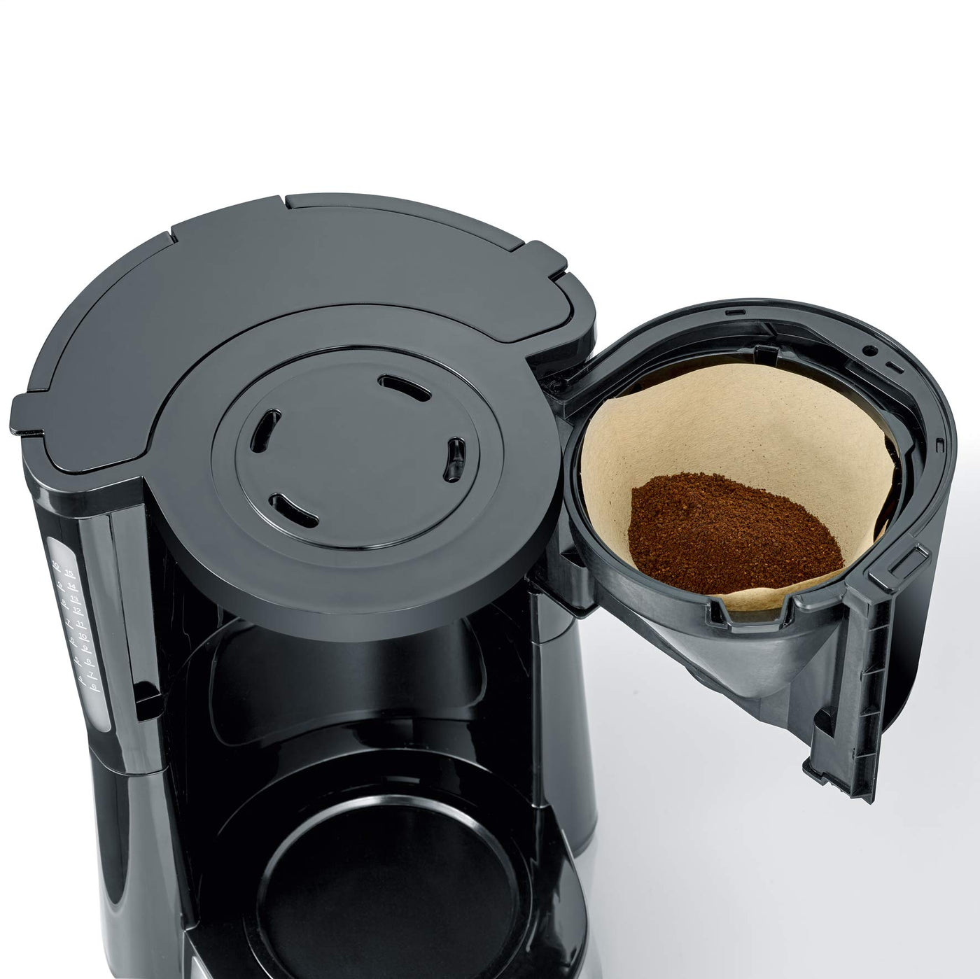SEVERIN Kaffeemaschine "TypeSwitch" mit Glaskanne, AromaSwitch zur Wahl zwischen 2 Brühprofilen, Kaffeeautomat für bis zu 10 Tassen, 1.000W, Edelstahl-gebürstet-schwarz, KA 4825