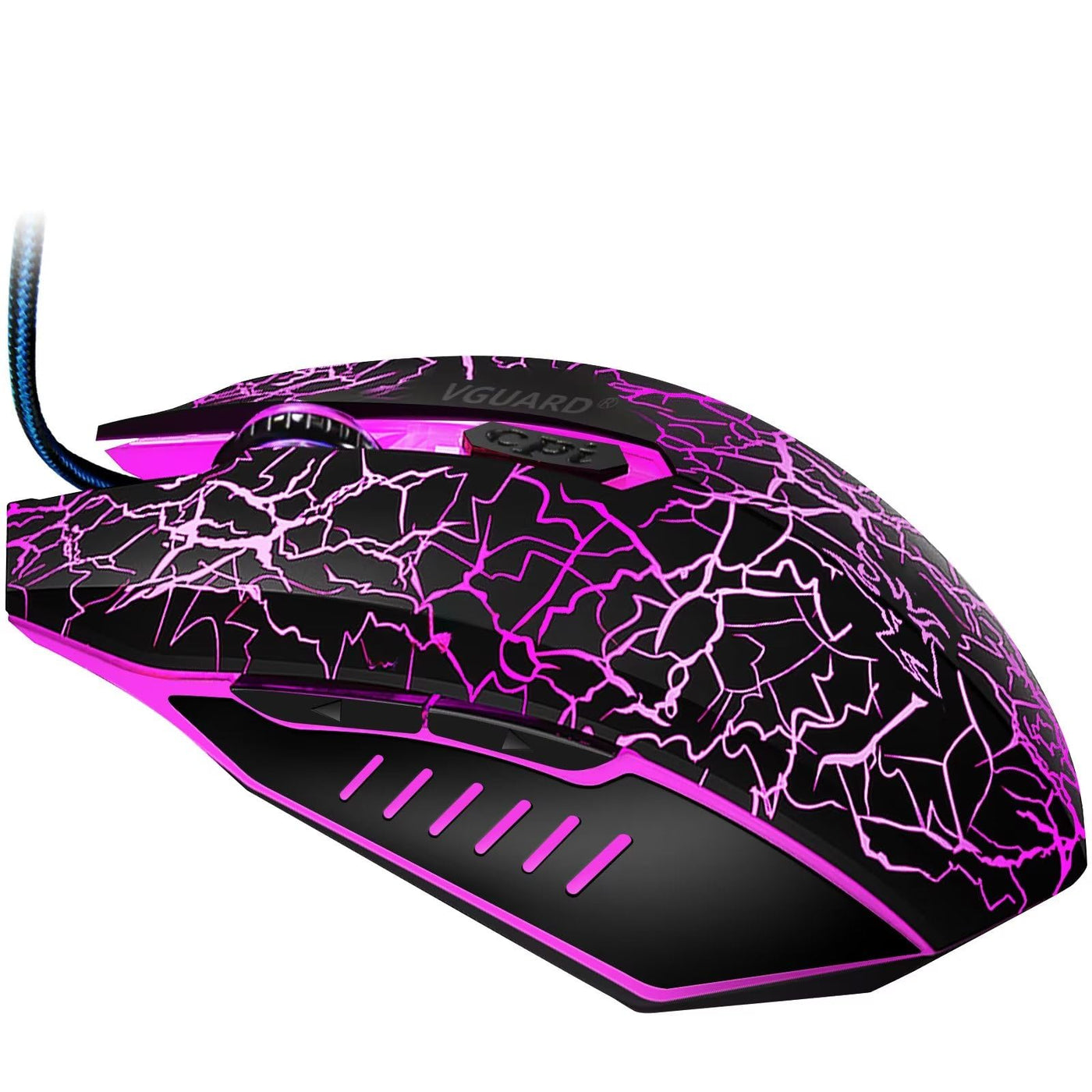 VGUARD Gaming Maus, Wired Hohe Präzision Optische Professionelle Wired Gaming Maus mit 6 Tasten/7-Modi LED Design für pro Gamer - Schwarz