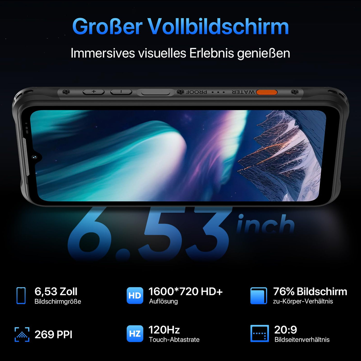 UMIDIGI X20 Outdoor Handy, 6+6GB+128GB/1TB Handy Ohne Vertrag 4G, IP68 Handy wasserdicht, 6000mAh 6,53" HD+ Display Android 13 Smartphone ohne vertrag, Octa Core Prozessor, 20MP, Dual SIM/NFC/GPS/OTG