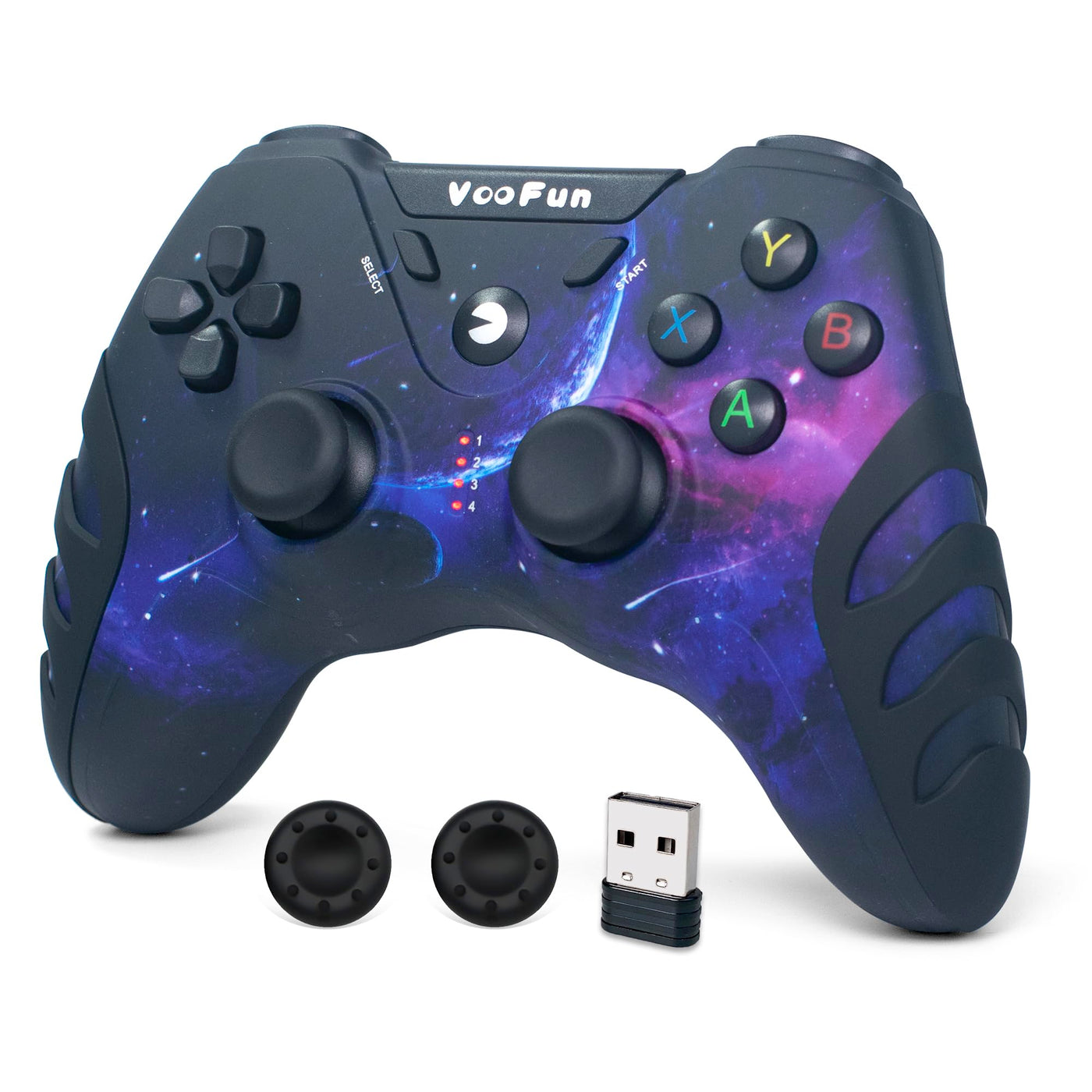 VooFun PC Controller Wireless, Gamepad PC PS3 Controller mit Hall Effekt Joystick, Dual-Vibration, 2.4g Gaming Controller für Windows 11/10/8/7, PS3, Laptop, Steam, Android TV/TV Box, Galaxie