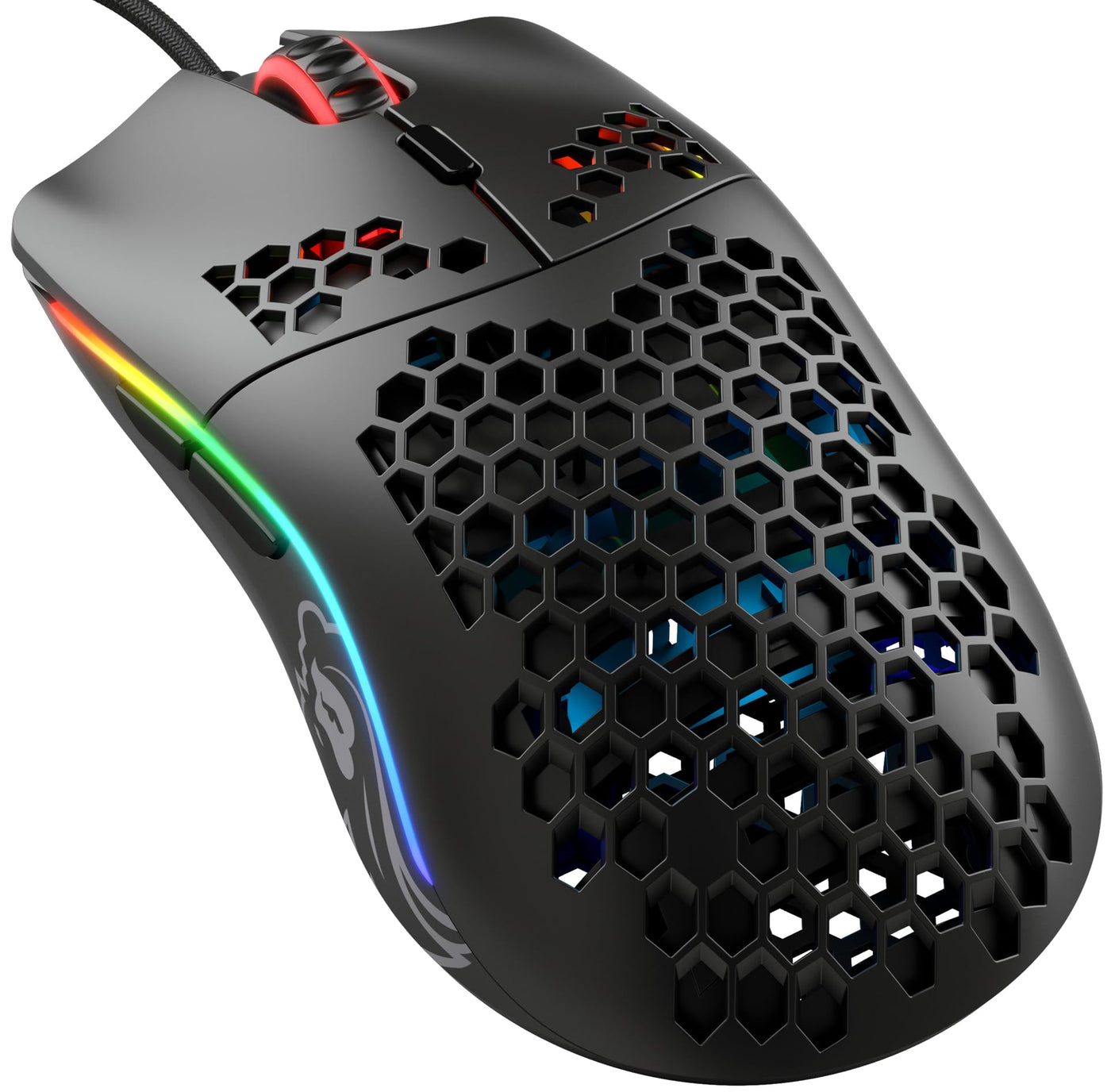 Glorious Gaming Model O- (Minus) Compact Wired Gaming Mouse – Im superleichten Wabendesign mit 58 g, RGB-Beleuchtung, Pixart 3360 Sensor, Omron-Schalter, beidhändig – Mattschwarz