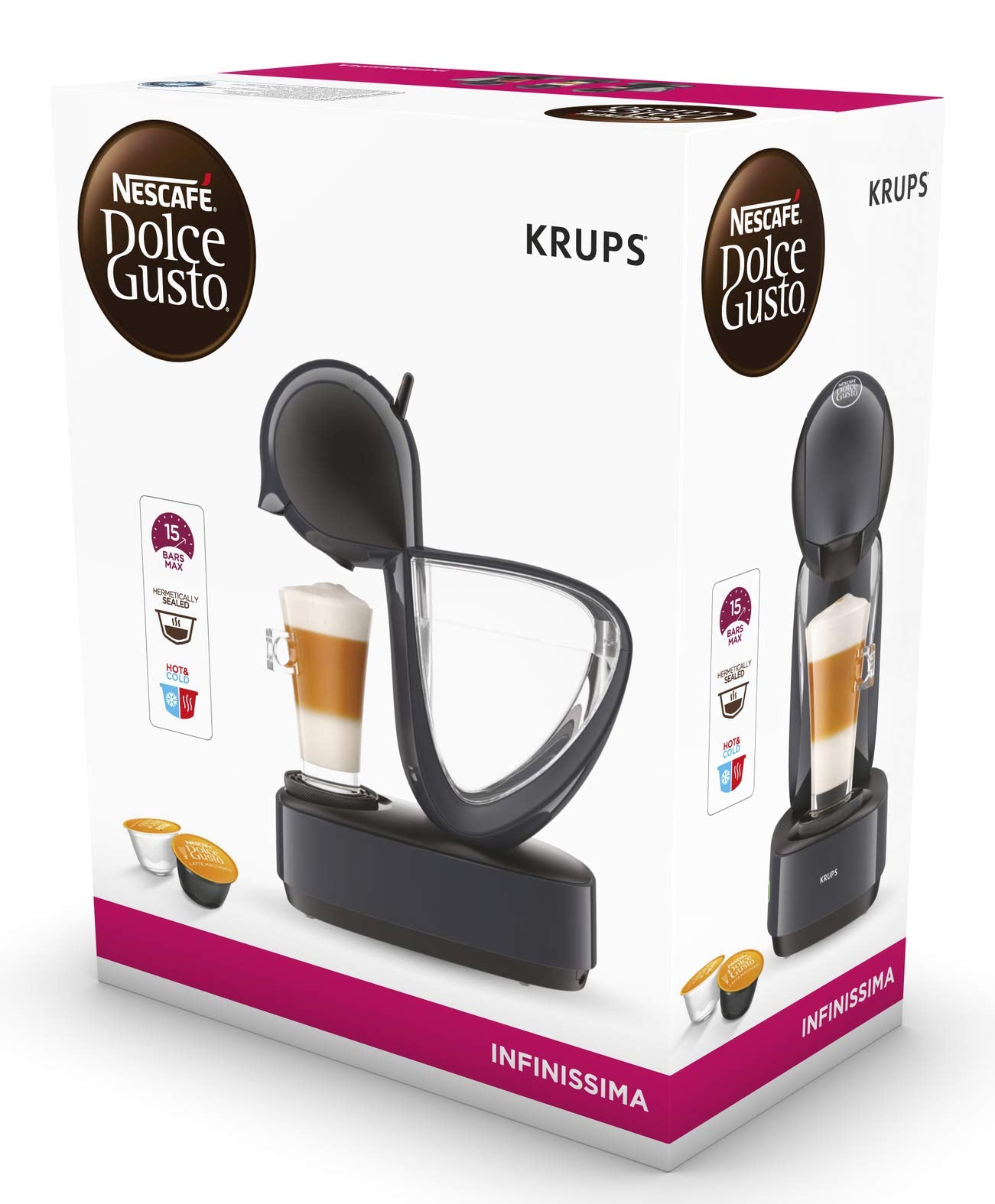 NESCAFÉ Dolce Gusto KP173B Infinissima Kapselmaschine, 1500, Kunststoff, 1.1 liters, Cosmic Grey