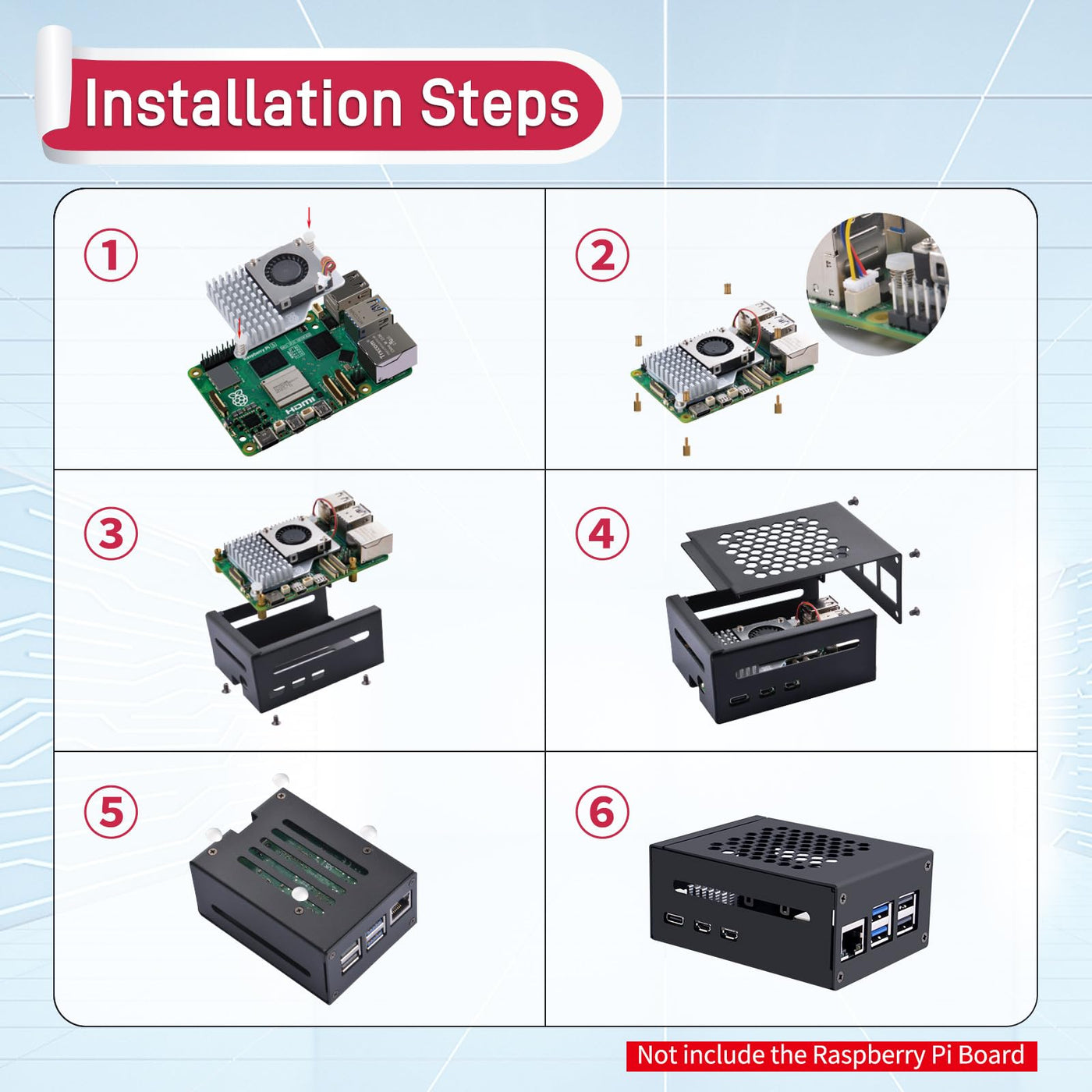 GeeekPi Raspberry Pi 5 Gehäuse mit Official Active Cooler, Support PCIe M.2 NVMe SSD Shield Top X1001 / X1000 / N04 / N05