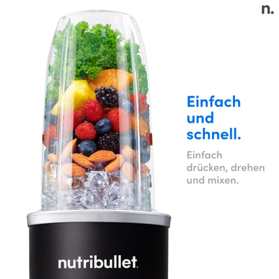 Nutribullet Pro 1200, Elektrischer Mixer, Zerkleinerer, Smoothie Mixer, Multifunktionsmixer, 1200w Leistung, 700ml und 900ml Gläser, schwarz, NB120MB