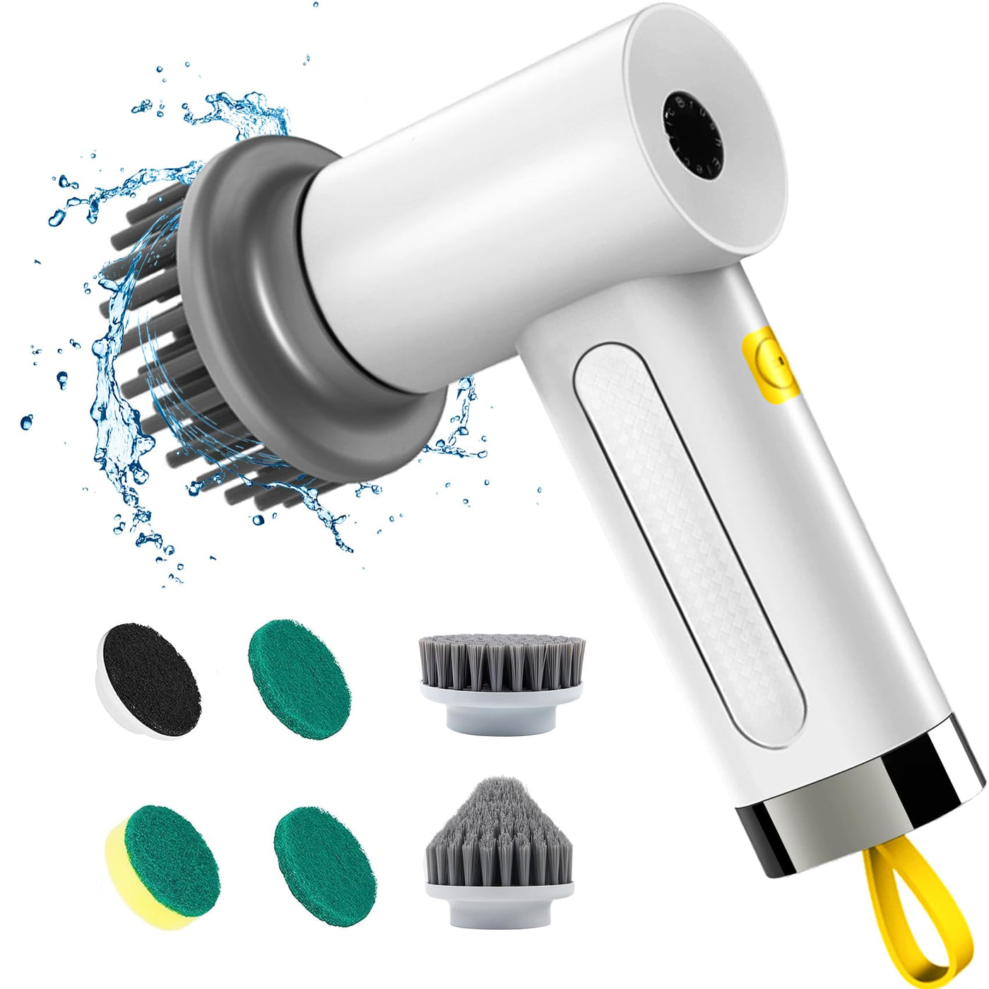 Elektrische Reinigungsbürste,Spin Scrubber für Bad und Fugen,Cleaning Brush für Haushalt mit 5 Bürstenkopfe,2 Modi Perfekt für Tiefe reinigen von Fliesen,Küche,Grille,Glas und Reifen-led Anzeige