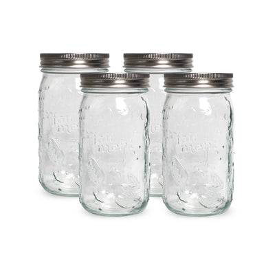 Fairment Original Jar 4er Set inkl. rostfreiem Edelstahldeckel - Fermentationsgläser - Einmachgläser vielseitige Verwendungen - 32oz (946ml) - 4 Stück