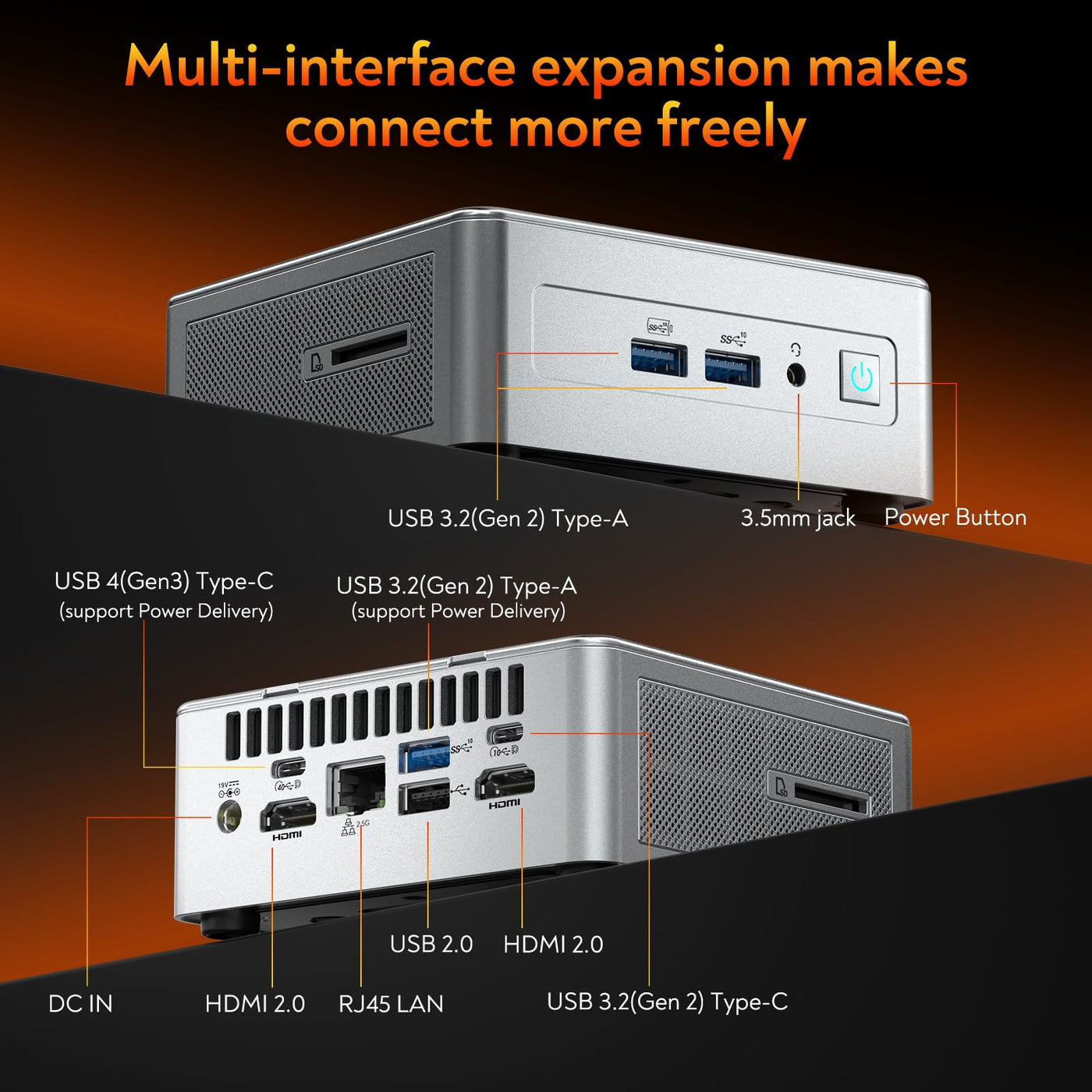 GEEKOM AI Mini PC AE8, Windows 11 Pro Mini Computer, AMD Ryzen 9 8945HS (8 Kerne 16 Threads, bis zu 5,2 GHz), 32GB DDR5 5600MHz Max.2TB SSD Mini PC Gaming, AMD Radeon 780M/USB 4.0/WiFi 6E/BT5.2