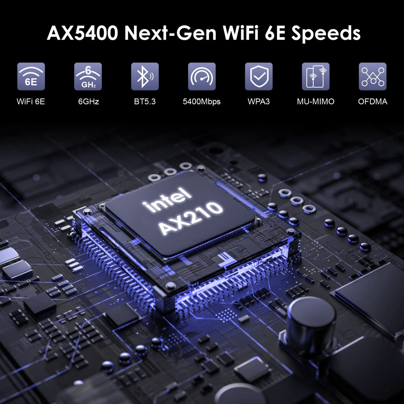 AX5400 WiFi 6E WLAN PCIe Karte für pc mit Bluetooth 5.3, WAVLINK 5378 Mbit/s Tri Band WiFi 6E PCIe WLAN Karte, Intel WiFi 6E-Chip, WPA3, Magnetfußantennen für Windows 11/10 (64 Bit) Desktop-PC