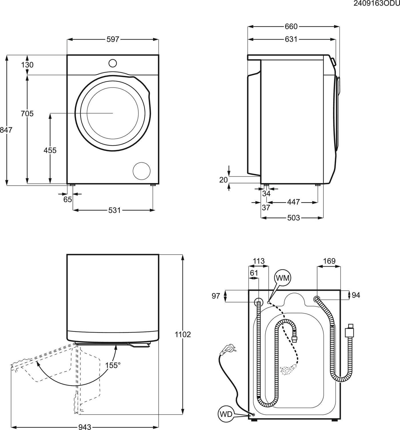 AEG Waschmaschine – Serie 7000 ProSteam Auffrischfunktion mit Dampf statt Waschen – 9 kg – UniversalDose Schublade – Leise – Mengenautomatik – Nachlegefunktion – 1600 U/min – LR7EA75690