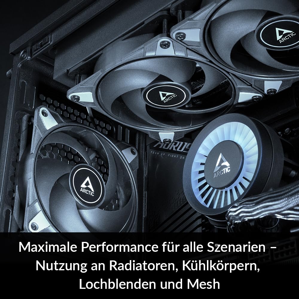 ARCTIC P12 Max - PC Lüfter, High-Performance 120 mm Gehäuselüfter, PWM-gesteuerte 200-3300 rpm, Optimiert für statischen Druck, 0dB-Mode, Hydrodynamisches Gleitlager - Schwarz