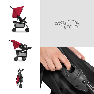 hauck Buggy Sport, Ultra Leicht - nur 5,9 kg, für Kinder bis 15 kg, Klein Zusammenklappbar, Reisebuggy mit Liegefunktion, Extra Großer Korb bis 3 kg (Red)