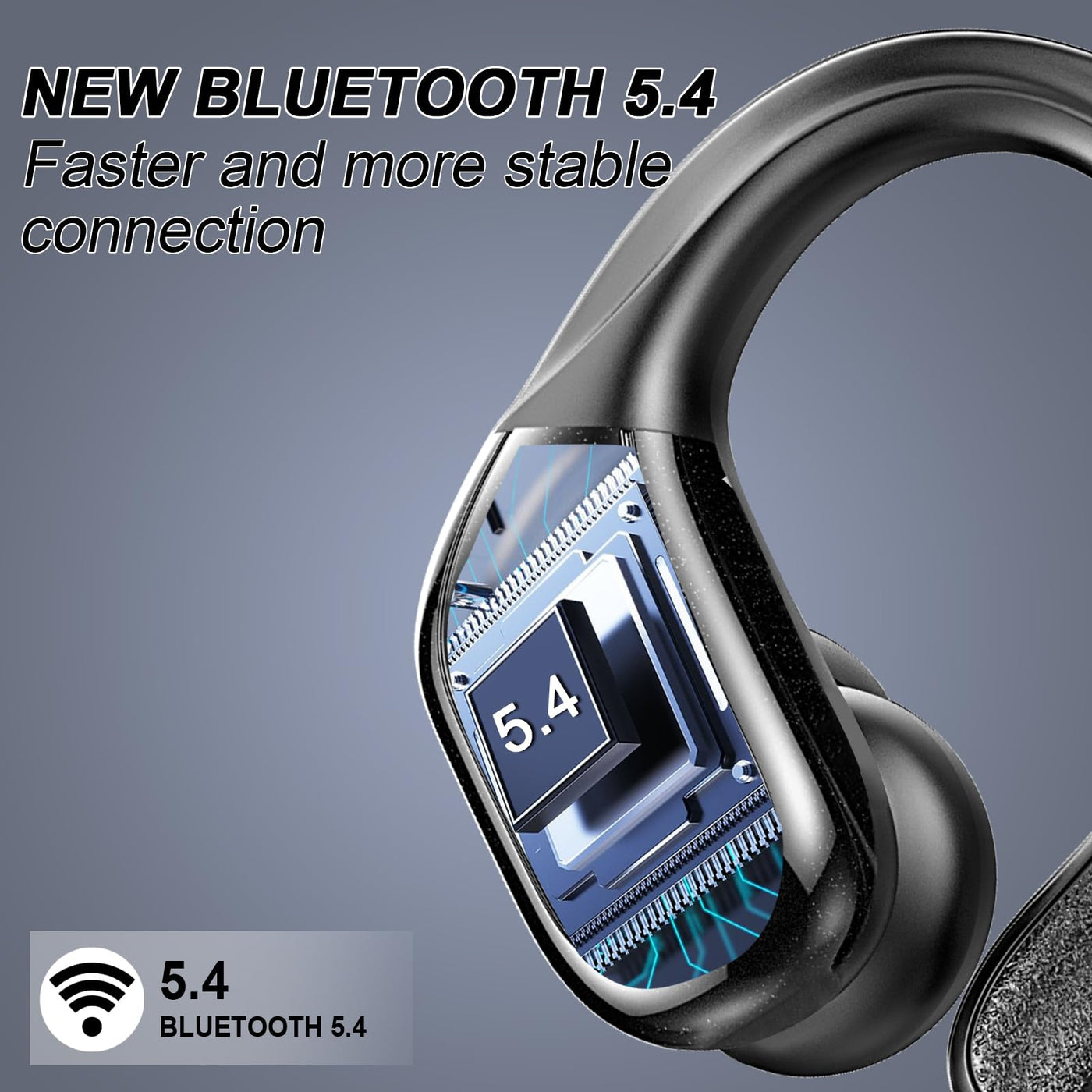 Bluetooth Kopfhörer Sport, 75Std Kopfhörer Kabellos Bluetooth 5.4, HiFi Stereo Tiefer Bass Wireless Earbud, 4 ENC Noise Cancelling Mic, IP7 Wasserdicht in Ear Ohrhörer mit Ohrhaken, USB-C LED-Anzeige