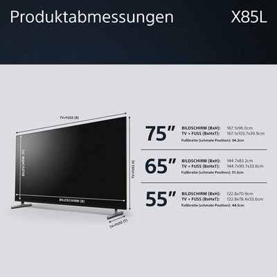 Sony BRAVIA, KD-65X85L, 65 Zoll Fernseher, Full Array LED, 4K HDR 120Hz, Google TV, Smart TV, Works with Alexa, BRAVIA CORE, TRILUMINOS PRO, HDMI 2.1, Gaming-Menü mit ALLM + VRR