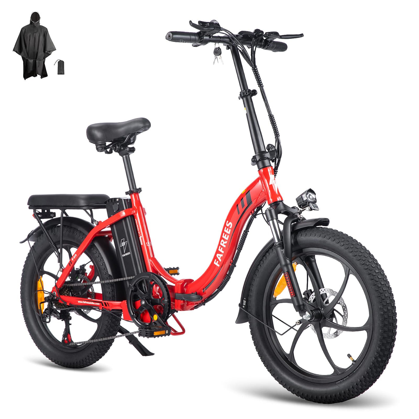 Fafrees E Bike Klapprad, 20 Zoll Electric Fahrrad für Herren/Damen Bis 25 km/h mit 36V 16AH abnehmbarem Akku 250W Motorund, Mountainbike mit 7S Gängen, F20 Rot