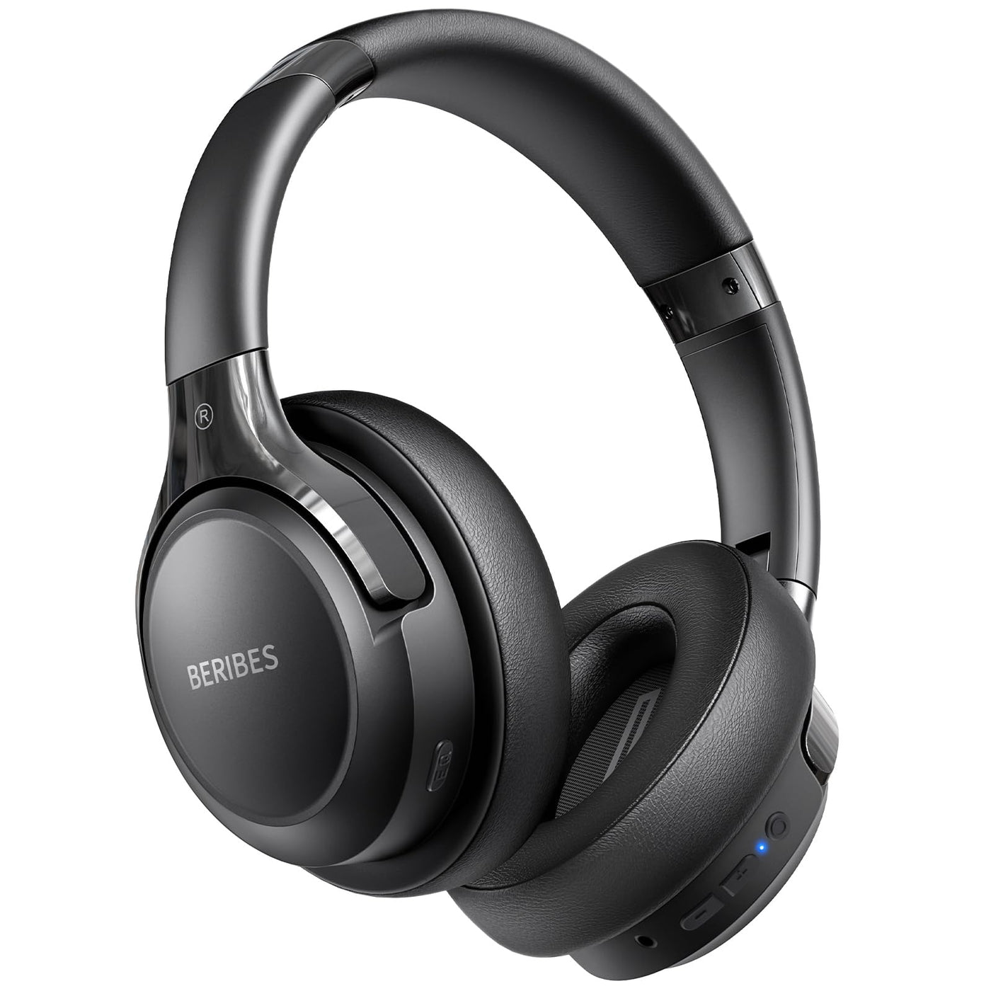 BERIBES Bluetooth Kopfhörer Over Ear, 65 Std Kopfhörer Kabellos Bluetooth mit 6 EQ-Modi, HiFi Stereo, Eingebautes Mikrofon, Faltbares Wireless Headphones für Handys/iPad/Laptops/PC -Schwarz