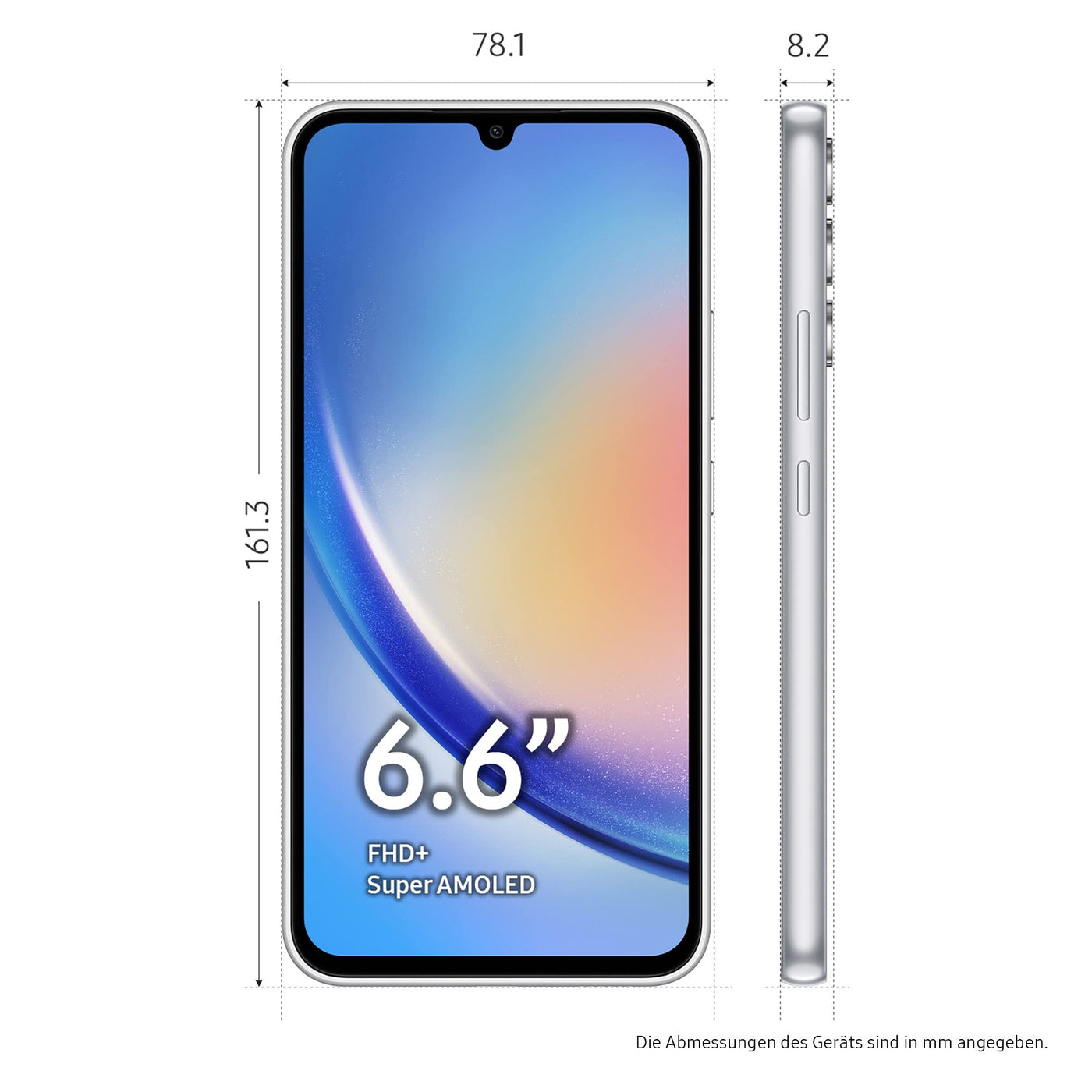 Samsung Galaxy A34 5G, Android Smartphone, 6,6 Zoll Dynamic AMOLED Display, 5.000 mAh Akku, 256 GB/8 GB RAM Handy in Awesome Silver inkl. 30 Monate Herstellergarantie [Exklusiv bei Amazon]