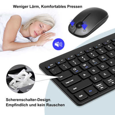 Echaar Tastatur Maus kabellos Set Kompakte Tastatur mit ziffernblock Leise Funktastatur und Maus Tastatur kabellos dünne Tasten 2,4 GHz via USB Empfänger Für PC/Laptop/Windows/iOS/Mac/Android