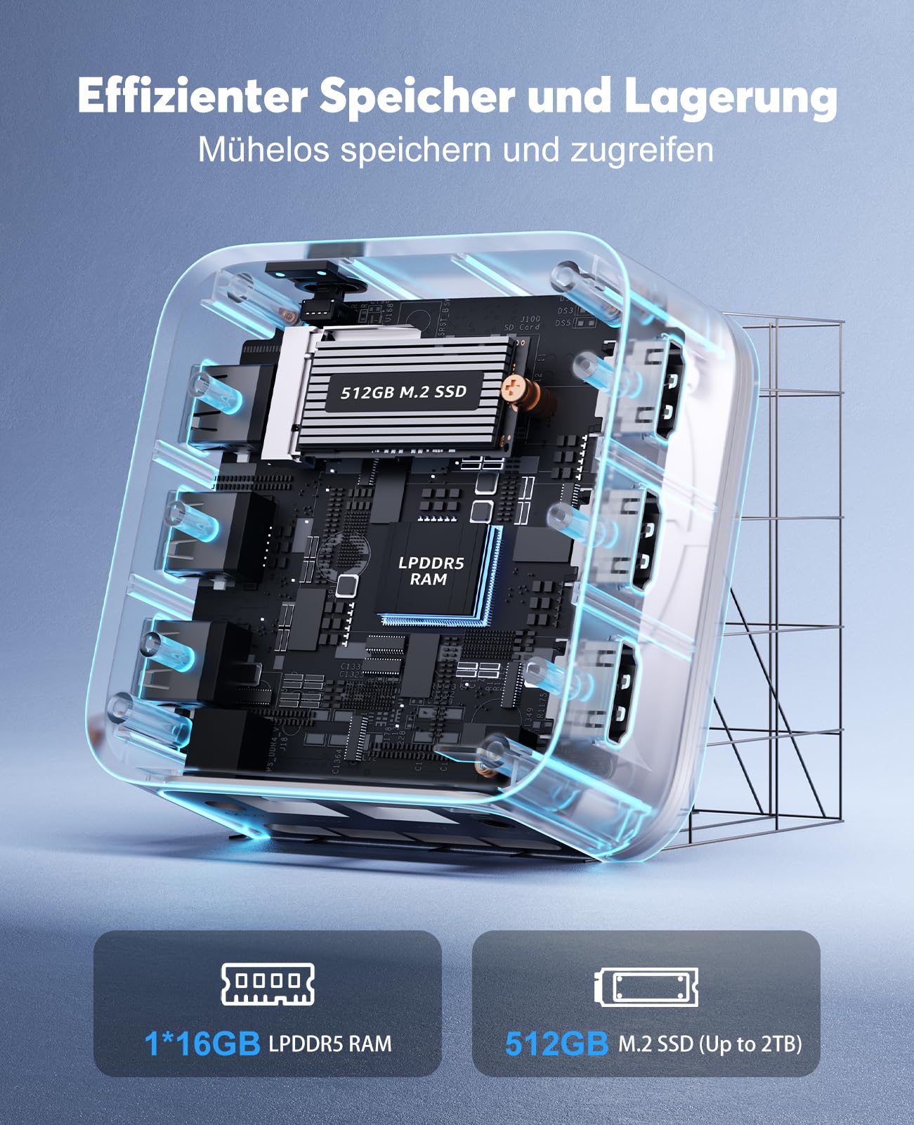 ACEMAGICIAN T8Plus Mini PC,12th Gen Ιntel Alder Lake N100 Mini PC(bis zu 3,40 GHz),16GB LPDDR5 512GB M.2 SSD Mini Computer with W11 Pro l Dual RJ45 | 4K HDMI*3 | WiFi 5 für Zuhause/Büro/Schule