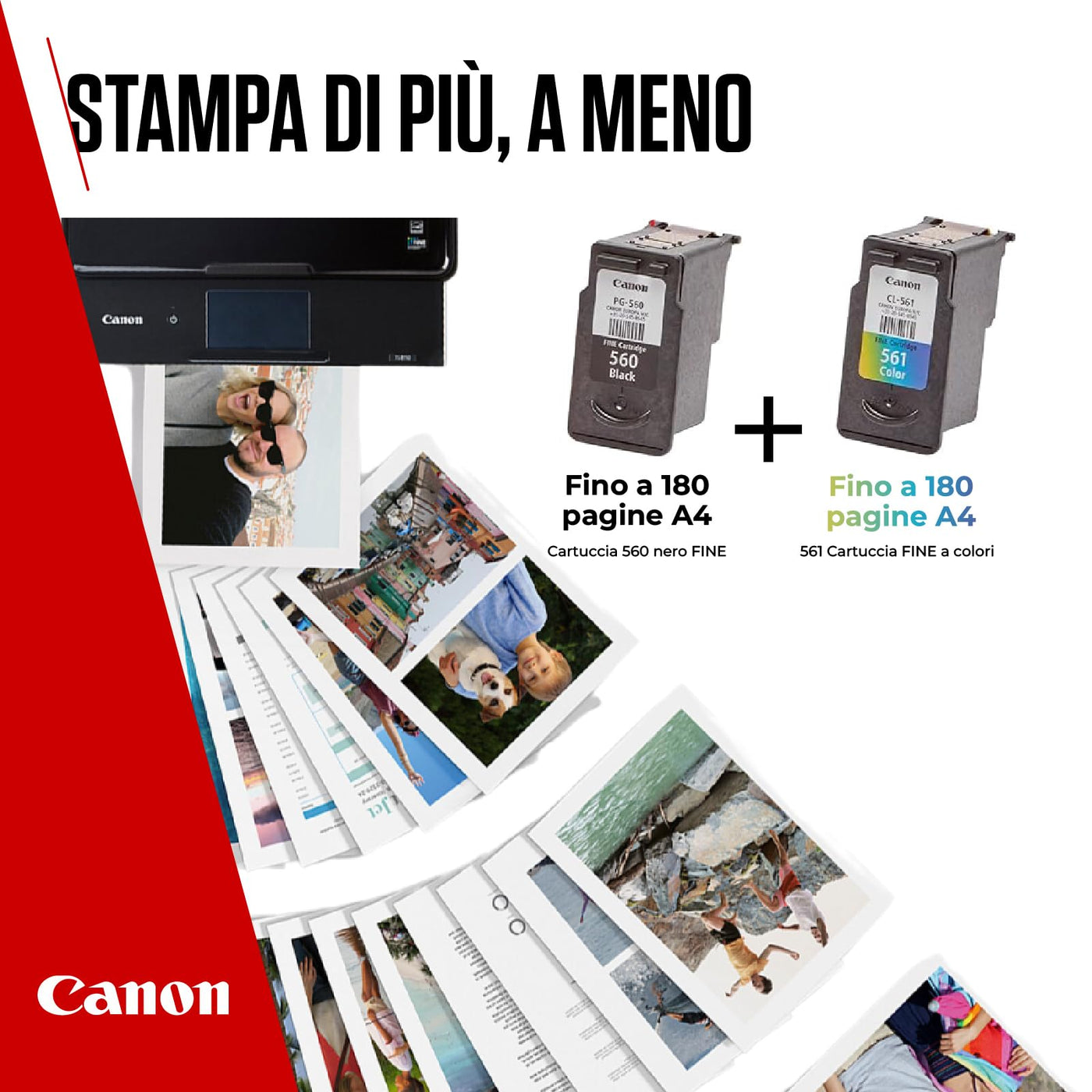 Canon Tinte & Papier Multipack - PG-560/CL-561 Original Drucker-Tintenpatronen 2er-Pack (1 x Schwarz, 1 x Farbe) & 4x6 Fotopapier (50 x Blatt) - Kompatibel PIXMA Druckern