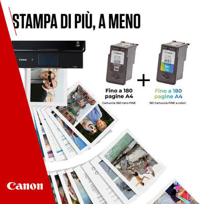 Canon Tinte & Papier Multipack - PG-560/CL-561 Original Drucker-Tintenpatronen 2er-Pack (1 x Schwarz, 1 x Farbe) & 4x6 Fotopapier (50 x Blatt) - Kompatibel PIXMA Druckern