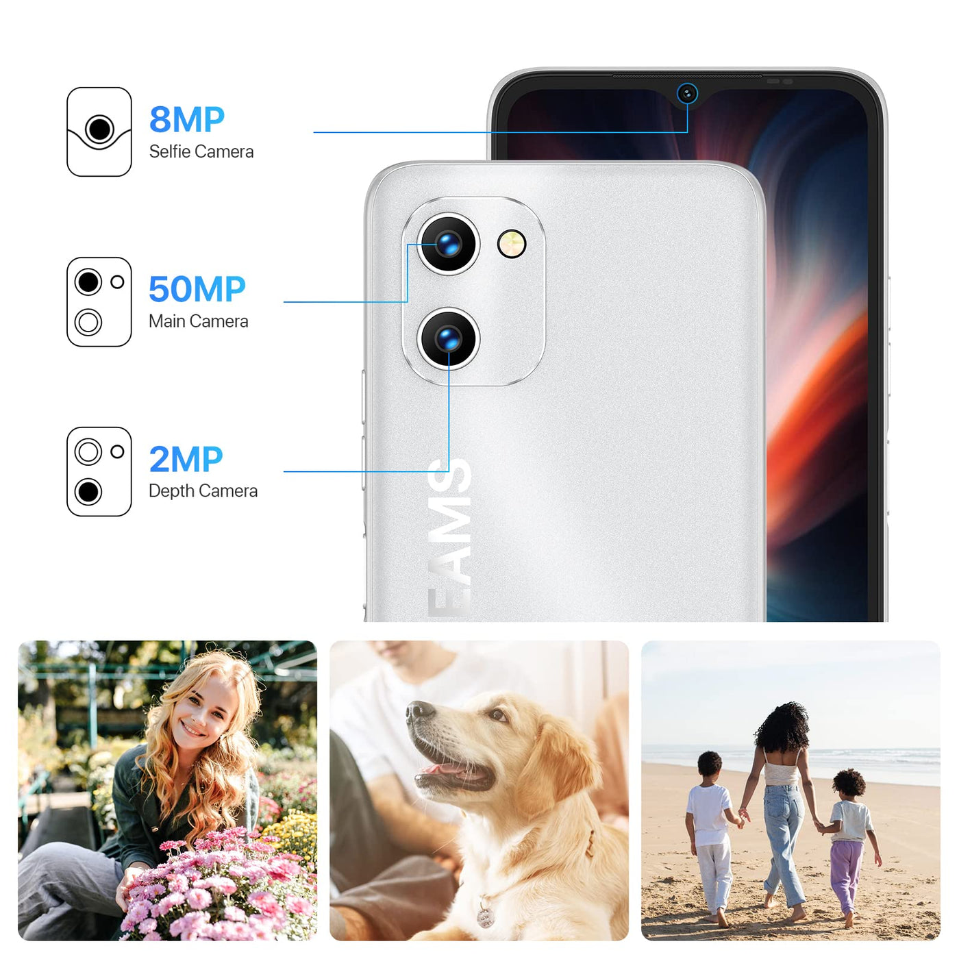 UMIDIGI C1 Max Android 12 Günstig Smartphone Ohne Vertrag, 5150 mAh Akku mit Typ-C,6.52 Zoll HD+ Display, Kamera 50 MP, 6+ 128GB(Erweitern 256 GB) Dual SIM Handy zum Senioren Kinder Geschäft