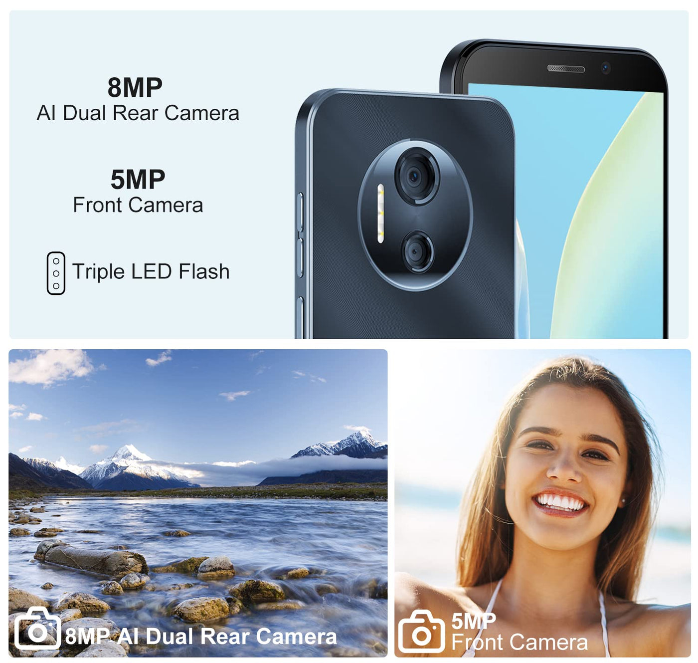 DOOGEE X97 Smartphone ohne Vertrag Günstig 4G Android 12 Handy, 6.0 Zoll HD+ Display, 3GB+16GB (256 GB Erweiterbar) 2.0 GHz Processor, 4200mAh, 8MP+5MP Kamera 2022 Face ID GPS Dual SIM Handys Schwarz