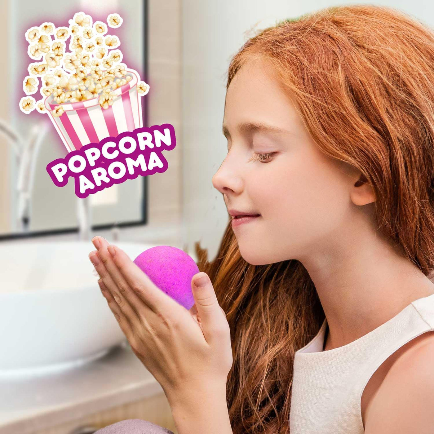 INKEE UNICORN | Badebombe Kinder mit Überraschung, Badekugel 100g mit Einhornfiguren, Pop-corn Duft