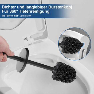 FIISAYL Klobürste Toilettenbürste WC Bürste mit Klobürstenhalter Bürstengarnitur mit Edelstahlgriff und -sockel, Schwarz