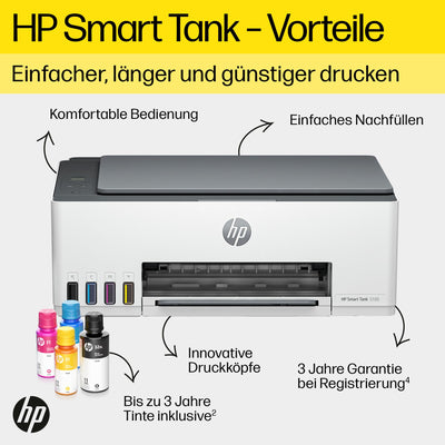 Imprimante multifonction 3 en 1 HP Smart Tank 5105, 20 € de remise, (Wi-Fi ; impression mobile) – 3 ans d'encre incluse, 3 ans de garantie, grand réservoir d'encre, longue portée, impression de haute qualité