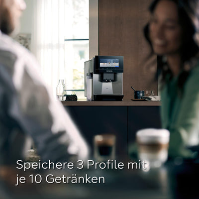 Siemens Kaffeevollautomat EQ900 TQ903D03, App-Steuerung, intuitives Full-Touch-Display, Barista-Modus, AromaBoost, Geräuschreduzierung, Premiummahlwerk, automatische Dampfreinigung, 1500 W, edelstahl