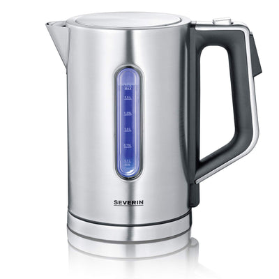 SEVERIN Digitaler Wasserkocher mit Fast-Boil-Power und individueller Temperaturauswahl, 1,7 l XXL-Füllvolumen, Edelstahl-gebürstet / Schwarz, 3000 W, 100% BPA-frei, WK 3418