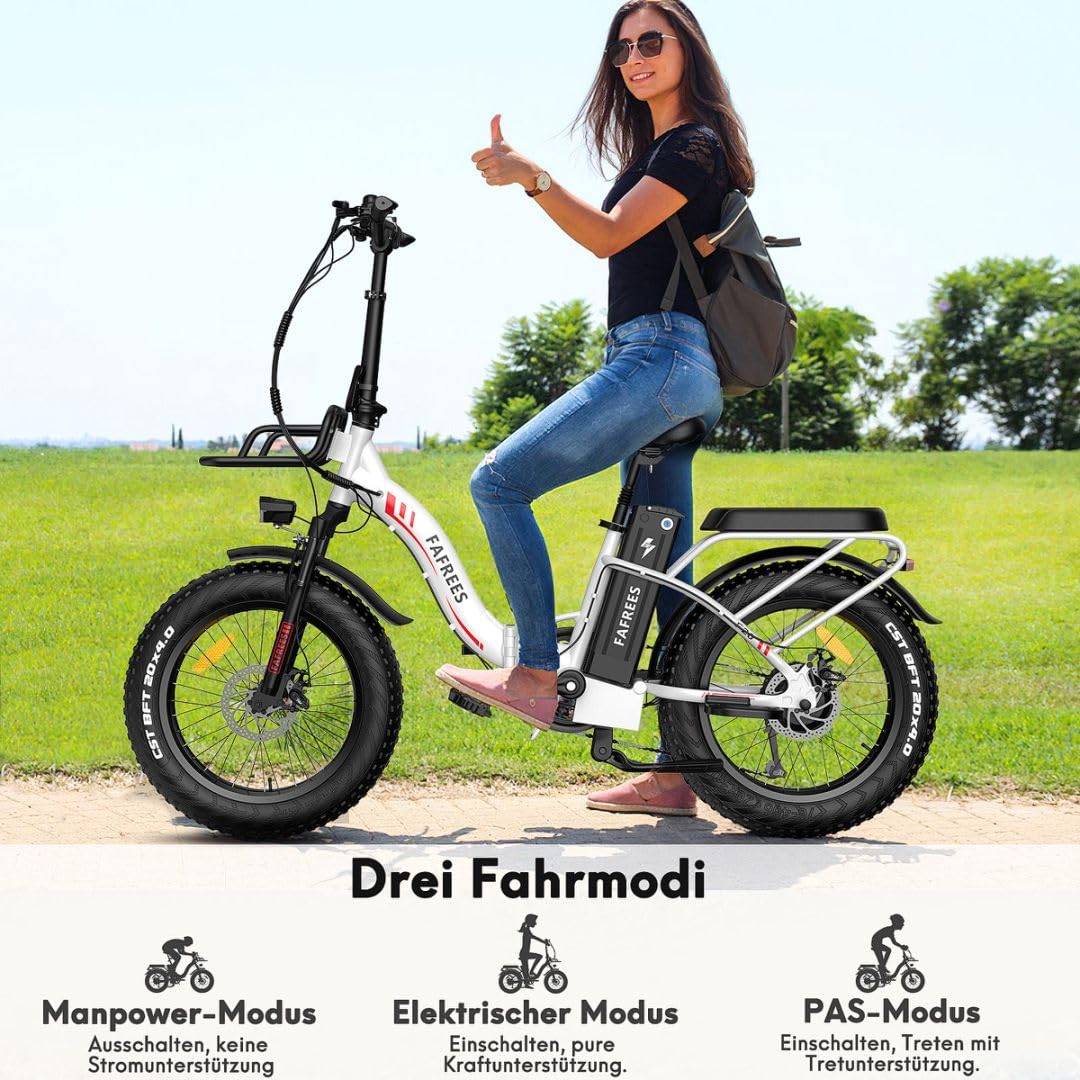 Fafrees F20 Max Elektrofahrräder, Faltbare Elektrofahrrad für Damen und Herren, 20 Zoll E-Fahrrad mit Abnehmbarer 48V22.5Ah Akku, 25km/h, Ebike Max Reichweite 120 km, Weiß