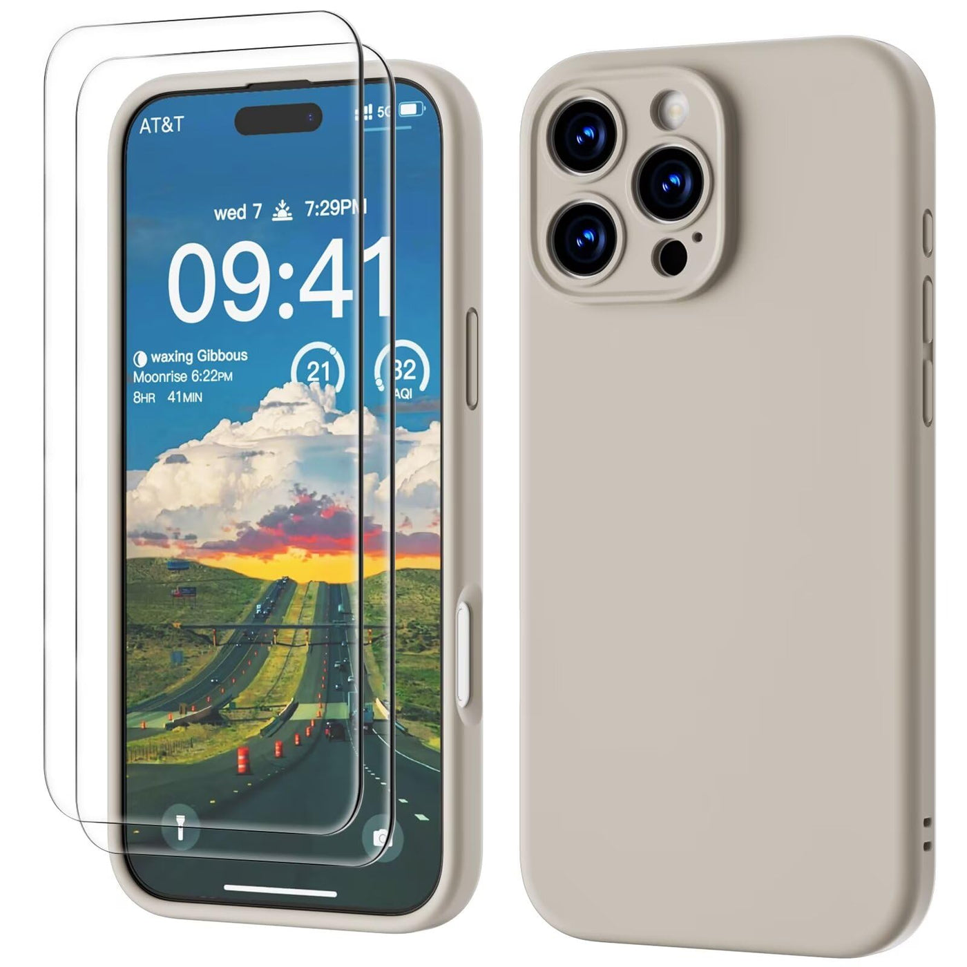 GOODVISH 3 in 1 für iPhone 16 Pro Hülle mit 2 Stück Schutzfolie, Liquid Silikon Handyhülle[Upgraded Kameraschutz]Soft Mikrofaserfutter Kratzfest stoßfeste Schutz Case für iPhone 16 Pro 6.3",StoneGrey