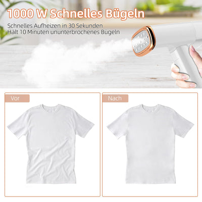 Dampfglätter,1000W Steamer Dampfglätter mit 150 ml Wassertank, Tragbar Hand Dampfbügeleisen geeignet für alle Stoffe für Zuhause, Reisen, Zuhause und Büro,Weiß