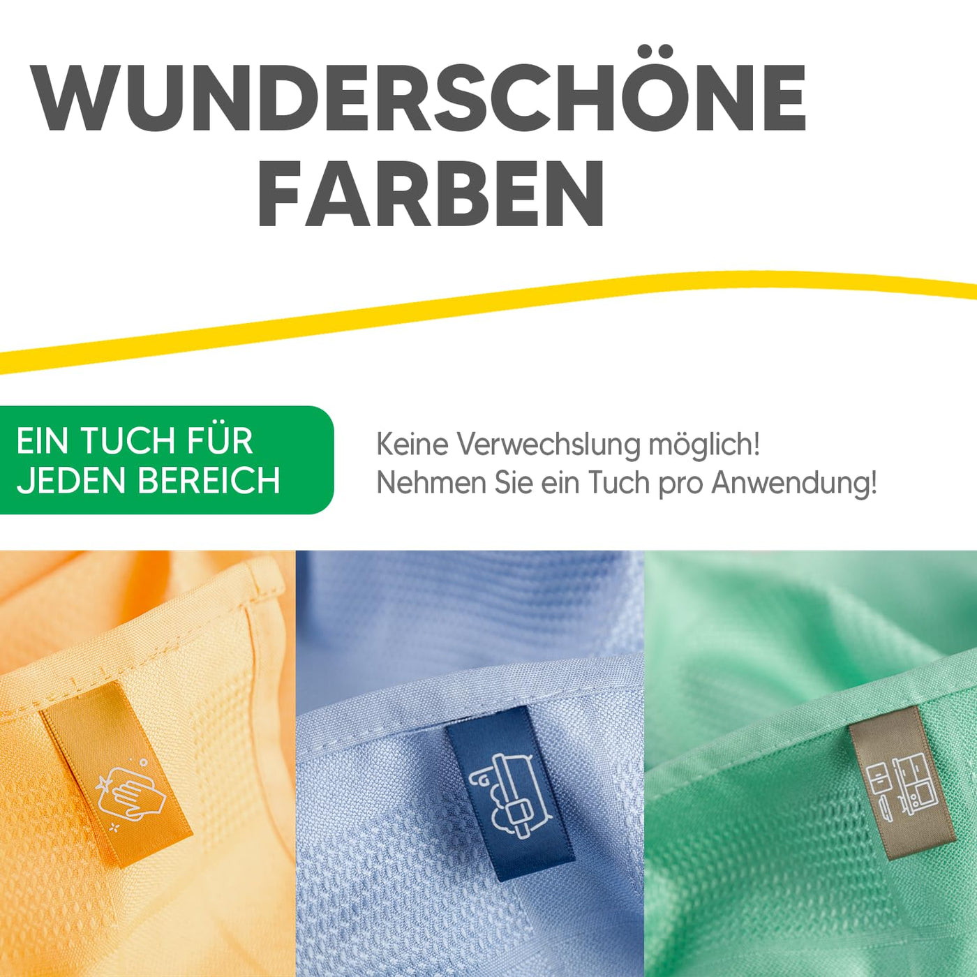 fenchi's AUSTRIA PureClean Mikrofasertücher 60x40 – Fenstertuch Streifenfrei, Putzlappen Küche - Reinigungstücher und Putztücher ohne Putzmittel (Yellow/Blue/Mint 3er Set)