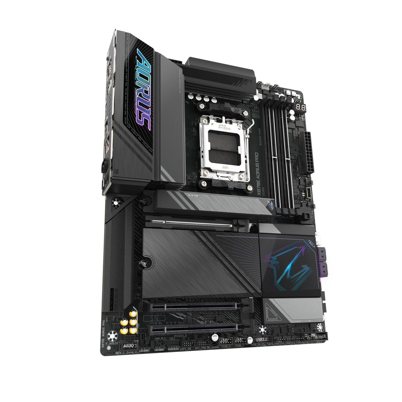 GIGABYTE X870E AORUS PRO-Mainboard - Unterstützt AMD Ryzen 9000 CPUs, 16+2+2 Phasen Digital-VRM, bis zu 8000MHz DDR5 (OC), 3xPCIe 5.0, Wi-Fi 7, 2.5GbE LAN, USB 4