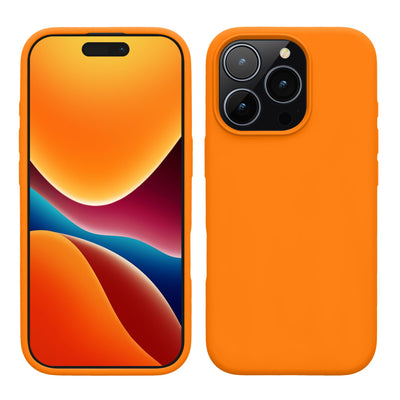 kwmobile Hülle kompatibel mit Apple iPhone 16 Pro Hülle - Silikon Handy Case - Handyhülle weiche Oberfläche - kabelloses Laden - Fruity Orange