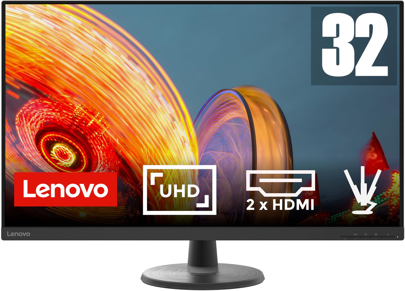 Lenovo D32u-45 | 31,5" 4K Monitor | 3840x2160 | 60Hz | 250 nits | 4ms Reaktionszeit | HDMI | DisplayPort | höhenverstellbar | schwarz