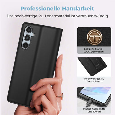 Handyhülle für Samsung Galaxy A55 5g Hülle, Premium Lederhülle Schutzhülle Tasche für Samsung A55 Hülle Wallet Kartenfach Standfunktion Klappbar Flip Case für Galaxy A55 5g Hülle, Schwarz