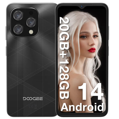 DOOGEE N55 Plus Android 14 Handy Ohne Vertrag 20GB+128GB 6.56" HD+ IPS Octa Core Smartphone Ohne Vertrag, 5150mAh, 13MP+8MP, Dual SIM 4G Handy Günstig 5G WiFi Simlockfreie Handys, OTG, GPS, Face ID