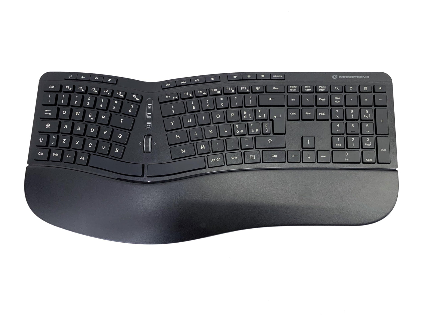 Conceptronic ORAZIO02IT Ergo Kabelloses Set aus ergonomischer Tastatur und vertikaler Maus, italienisches Layout