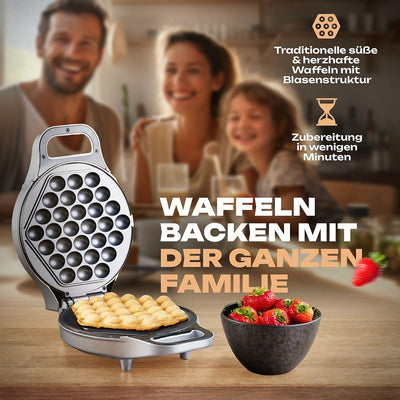 Clatronic® Waffeleisen für trendige Bubble-Waffeln | Bubble Waffeleisen mit 180° Rotationsfunktion für gleichmäßige Backergebnisse | Waffle Maker mit antihaftbeschichteter Backfläche | 700W | WA 3772